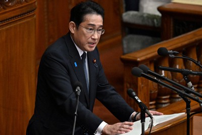 衆院本会議で所信表明演説をする岸田文雄首相＝国会内で2023年10月23日午後1時15分、竹内幹撮影