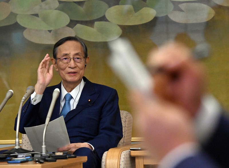 記者会見する細田博之衆院議長(当時)=衆院議長公邸で2023年10月13日午後2時2分、竹内幹撮影