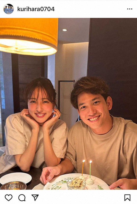 ソフトバンク・栗原が人気モデル愛甲千笑美と結婚 「凄く一生懸命に」サポート受け復活誓う（スポニチ） 毎日新聞