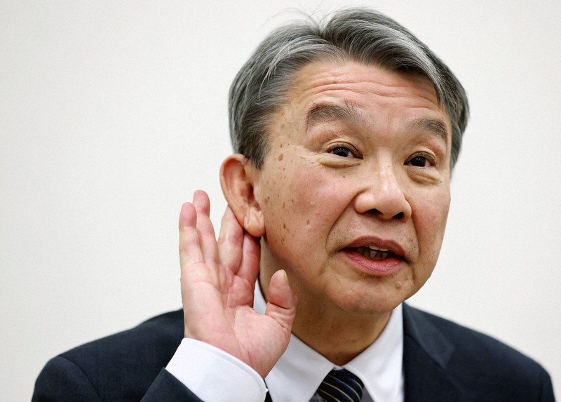立件されたことを受けて自民党を離党後、会見で記者の質問を聞く大野泰正参院議員＝東京都千代田区で2024年1月19日午後4時37分、幾島健太郎撮影