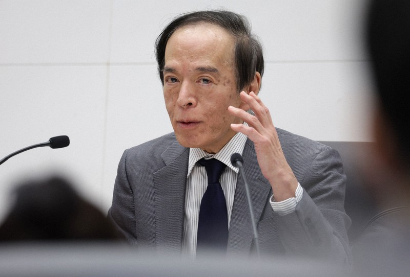 金融政策決定会合後の記者会見で話す日銀の植田和男総裁＝東京都中央区で2024年1月23日、宮武祐希撮影