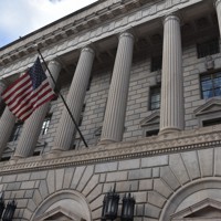 米商務省の庁舎＝2024年2月14日、秋山信一撮影