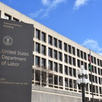 米労働省の庁舎＝2024年2月14日、秋山信一撮影