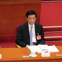 王滬寧人民政治協商会議（政協）主席＝北京市の人民大会堂で2024年3月5日、岡崎英遠撮影