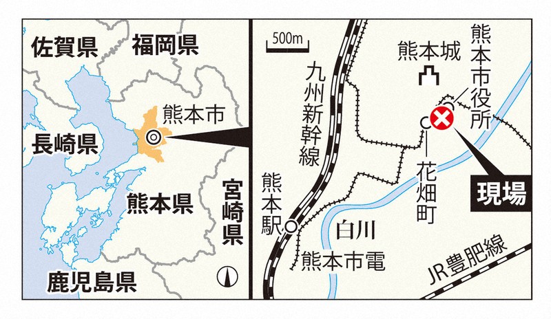 熊本市中央区の事件現場