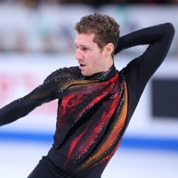 男子SPで演技する米国のジェーソン・ブラウン＝カナダ・モントリオールで2024年3月21日、猪飼健史撮影