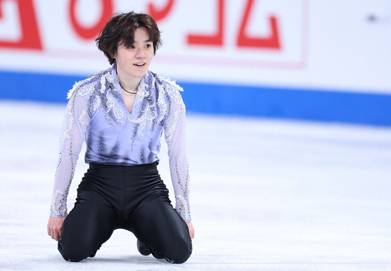 男子SPの演技を終えた宇野昌磨＝カナダ・モントリオールで2024年3月21日、猪飼健史撮影