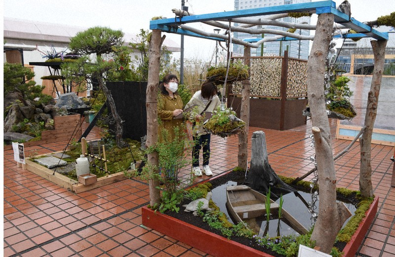 個性光る坪庭の世界 静岡駅ビル屋上、庭師らの27作品 あすまで展示