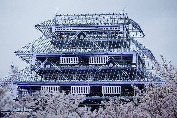 In Photos: 'Phantom castle tower,' cherry blossoms