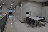 A desk in a meeting space by the corridor, where a former employee was required to work alone, is seen at the Koka Wide-Area Administrative Kumiai Fire Department Headquarters in Koka, Shiga Prefecture, on June 2, 2023. (Mainichi/Yuko Murase)