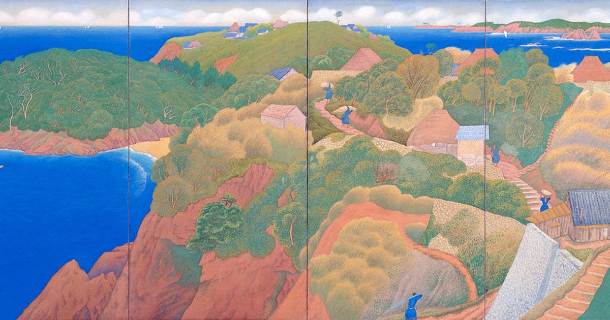 模写】絵画 小野竹喬 日本画 山の詩情 風景画 雄大な山々と空