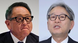 トヨタ自動車の豊田章男会長（左）とホンダの三部敏宏社長＝東京都内で2024年6月3日、長谷川直亮、和田大典撮影
