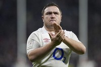 England captain Jamie George reacts following his team's loss to France in the Six Nations rugby union international match at Groupama Stadium, Lyon, France, on March 16, 2024. (AP)