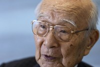 Terumi Tanaka speaks about his experiences on June 28, 2024, in Niiza, Saitama Prefecture. He hopes that by speaking about his own life, he can draw more people's attention to the horror of nuclear weapons. (Mainichi/Tatsuya Fujii)