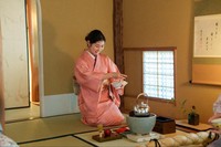 Monica Akabane prepares matcha for the annual Sakura Sado Tea ceremony at the Shinagawa Prince Hotel in Japan on March 31, 2024. (Photo courtesy of a Shinagawa Prince Hotel photographer)