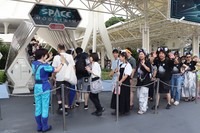 Guests are seen lining up for the Space Mountain ride at Tokyo Disneyland in Urayasu, Chiba Prefecture, on July 31, 2024. (Mainichi/Kanon Chikamori)
