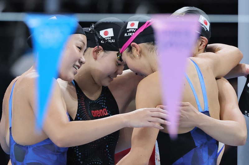 パリ五輪 競泳 米国フィンクが1500自由形で世界新記録 [写真特集