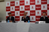 Online shopping giant Rakuten Group Inc. Vice President Kazunori Takeda speaks about the firm's opposition to a government decision to abolish user reward points on hometown tax donation intermediary websites, during a news conference in Tokyo's Koto Ward on Aug. 2, 2024. (Mainichi/Akiko Yamazaki)