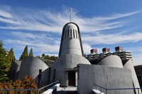 The uniquely designed chapel with a rounded belfry is seen at the Divine Word Seminary in Nagoya's Showa Ward on Nov. 4, 2021. (Mainichi/Koji Hyodo)