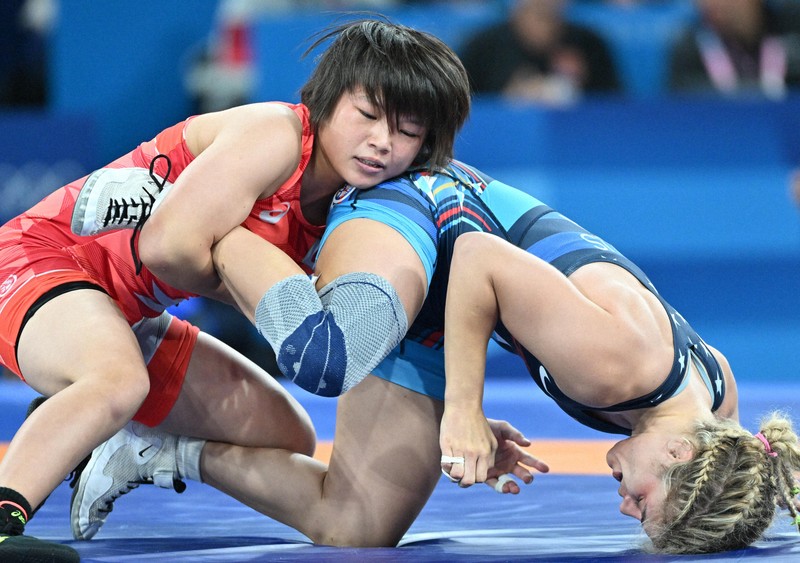 パリ五輪 レスリング女子57キロ 桜井が決勝へ進出 [写真特集1/10