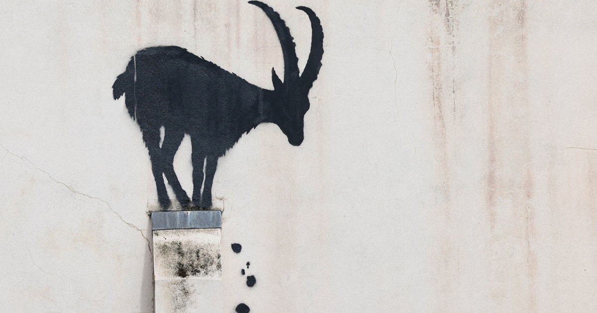 バンクシーが8日連続新作 謎呼ぶ制作意図、「人類危機」を風刺