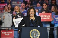 米国のハリス副大統領＝2024年1月23日、秋山信一撮影