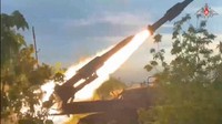 In this photo taken from video released by the Russian Defense Ministry on Aug. 25, 2024, a Russian Army Buk-2M self-propelled, medium-range surface-to-air missile system fires at air targets in an undisclosed location in Ukraine. (Russian Defense Ministry Press Service via AP)