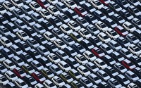 In this Aug. 17, 2020 file photo taken automobiles are seen parked prior to export at Kawasaki Port in Kanagawa. (Mainichi)