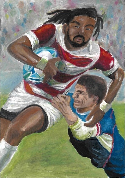 ラグビータウン」熊谷市 ポスター原画決まる 迫力ある構図、伊藤さんの