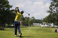 Hideki Matsuyama, of Japan, hits off the fifth tee during the final round of the Tour Championship golf tournament, on Sept. 1, 2024, in Atlanta. (AP Photo/Jason Allen)