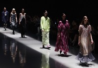 A fashion show is held by the clothing brand "TELMA" during Fashion Week Tokyo at the Shibuya Hikarie commercial complex in the capital's Shibuya Ward on Sept. 2, 2024. (Mainichi/Kenji Ikai)