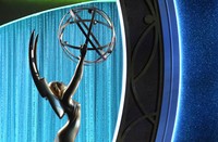 An Emmy statue on stage at the 49th annual Daytime Emmy Awards in Pasadena, Calif., on June 24, 2022. (AP Photo/Chris Pizzello, File)