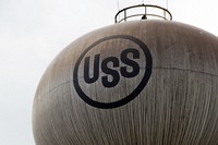  A U.S. Steel logo is seen on a water tower, May 2, 2019, at U.S. Steel's Edgar Thomson Works in Braddock, Pa. (AP Photo/Gene J. Puskar, File)
