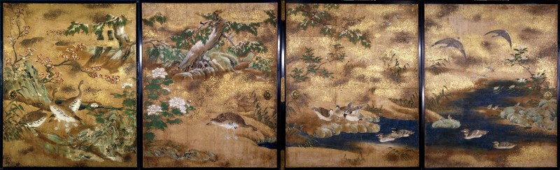 青森の旧家のふすま絵、大英博物館所蔵のものと同一作者、一連作品か