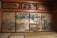 The bird and flower paintings on the sliding doors owned by the Miyakoshi family are seen in the town of Nakadomari, Aomori Prefecture, on Sept. 17, 2024. (Mainichi/Yushi Ezawa)