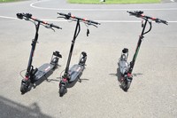 Electric kick scooters are seen in Tokyo's Setagaya Ward on June 18, 2023. (Mainichi/Shohei Kato)