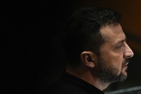 Ukraine President Volodymyr Zelenskyy addresses the 79th session of the United Nations General Assembly, on Sept. 25, 2024, at UN headquarters. (AP Photo/Julia Demaree Nikhinson)