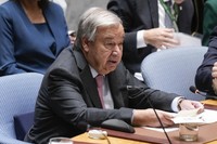 United Nations Secretary-General Antonio Guterres speaks during a Security Council meeting at United Nations headquarters, on Sept. 25, 2024. (AP Photo/Seth Wenig)