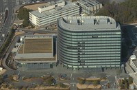 Toyota Motor Corp.'s head office is seen in the city of Toyota, Aichi Prefecture, in this photo taken from a Mainichi Shimbun helicopter. (MainichiKoji Hyodo)