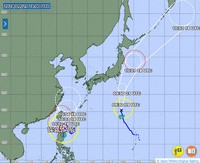 This screenshot from the Japan Meteorological Agency website shows the projected path of the 17th and 18th typhoon of the year as of 6 a.m. on Sept. 30, 2024.