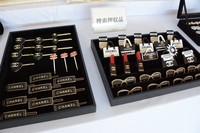 Decorative items with logos similar to Chanel that were seized are seen at Tomioka Police Station in the city of Tomioka, Gunma Prefecture, on Oct. 1, 2024. (Mainichi/Sakae Kato)