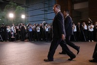After being elected as prime minister by the Diet, LDP President Shigeru Ishiba enters the prime minister's office in Tokyo on Oct. 1, 2024. (Mainichi/Yuki Miyatake)