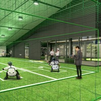 施設のブルペンの完成予想図。機器を使えば、投げたボールの回転数や回転軸の角度も計測できるという＝K.O.H提供