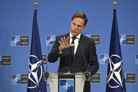 The new NATO Secretary General Mark Rutte speaks during a press conference at NATO headquarters in Brussels, Belgium, on Oct. 1, 2024. (AP Photo/Harry Nakos)