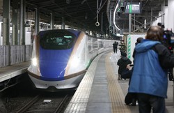2021年11月に報道公開された上越新幹線の自動運転試験＝小川昌宏撮影