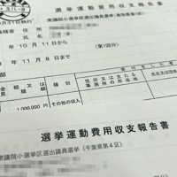 2021年衆院選の立候補者の選挙運動費用収支報告書＝2024年10月19日、大場弘行撮影（画像の一部を加工しています）