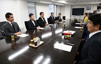 Officials from the opposition Constitutional Democratic Party of Japan hold a meeting regarding the results of the Oct. 27 House of Representatives election, at the party's headquarters in Tokyo on Oct. 28, 2024. (Mainichi/Akihiro Hirata)