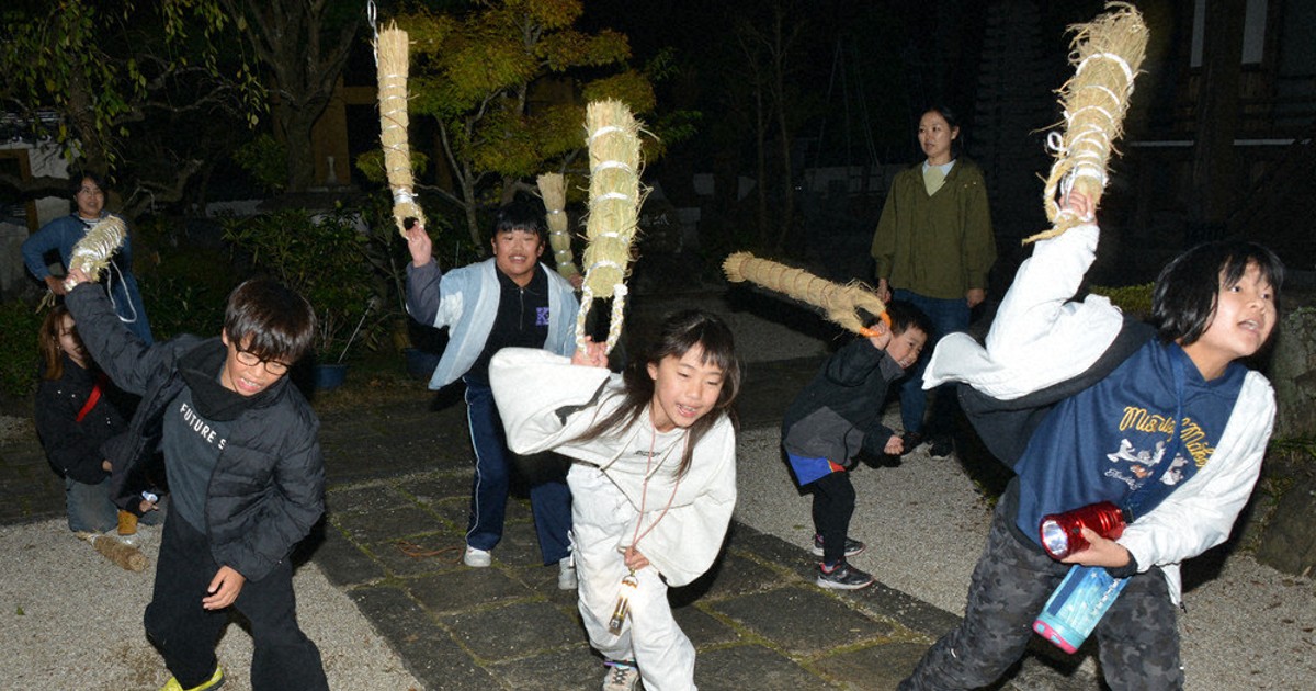 田の神様に収穫感謝 行橋市高来地区で伝統行事「亥の子」 子どもたち
