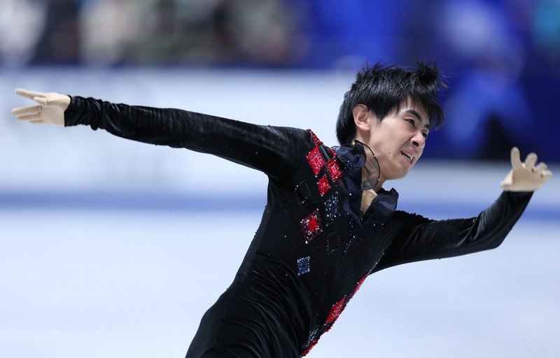 男子フリーで演技する壷井達也＝国立代々木競技場で2024年11月9日、猪飼健史撮影