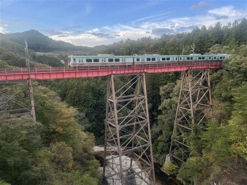 橋と川の風景 2元切手 JR日南線の踏切（宮崎県日南市）。 伊比井〜北郷間の広渡川橋梁